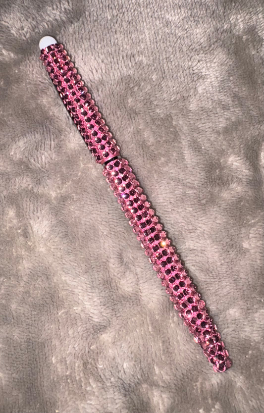 Bling Bling!! Fancy Writing Pen with Stylus Pink Crystal with Silver Trim