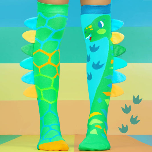 Green Roar Dinosaur Socks - ages 6-99, one size fits most