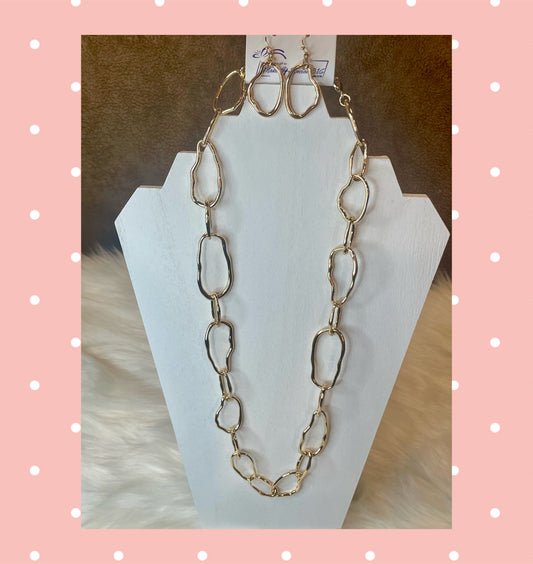 Gold Link Necklace & Earring Set
