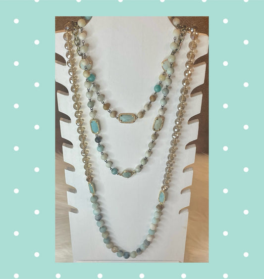 Soft Aqua / Gemstone Layering Necklaces - 3 styles