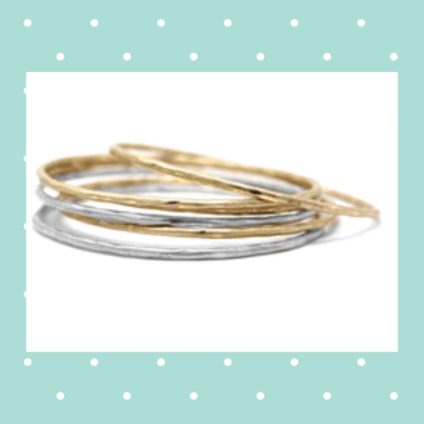 Set of 6 Line Hammered Bangle Bracelets - Gold/Cream