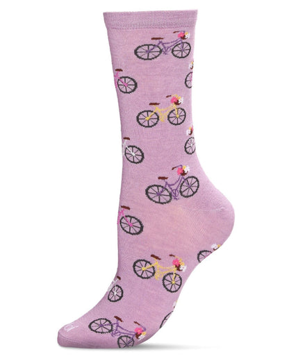 MeMoi’ Time To Ride Bicycles Crew Socks - Lilac