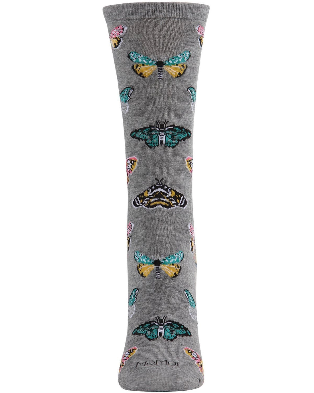 Memoi’ Butterfly Bamboo Blend Crew Socks - Medium Gray Heather