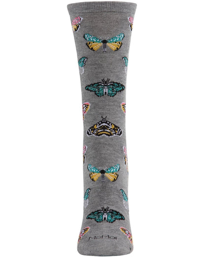 Memoi’ Butterfly Bamboo Blend Crew Socks - Medium Gray Heather