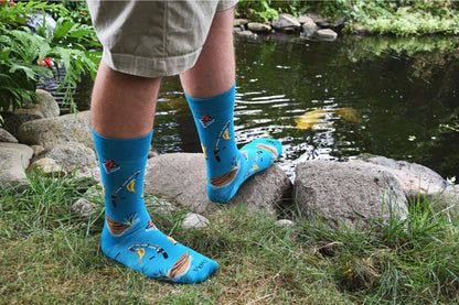 MeMoi’ Fishing Bamboo Blend Men's Crew Socks - Capri Breeze