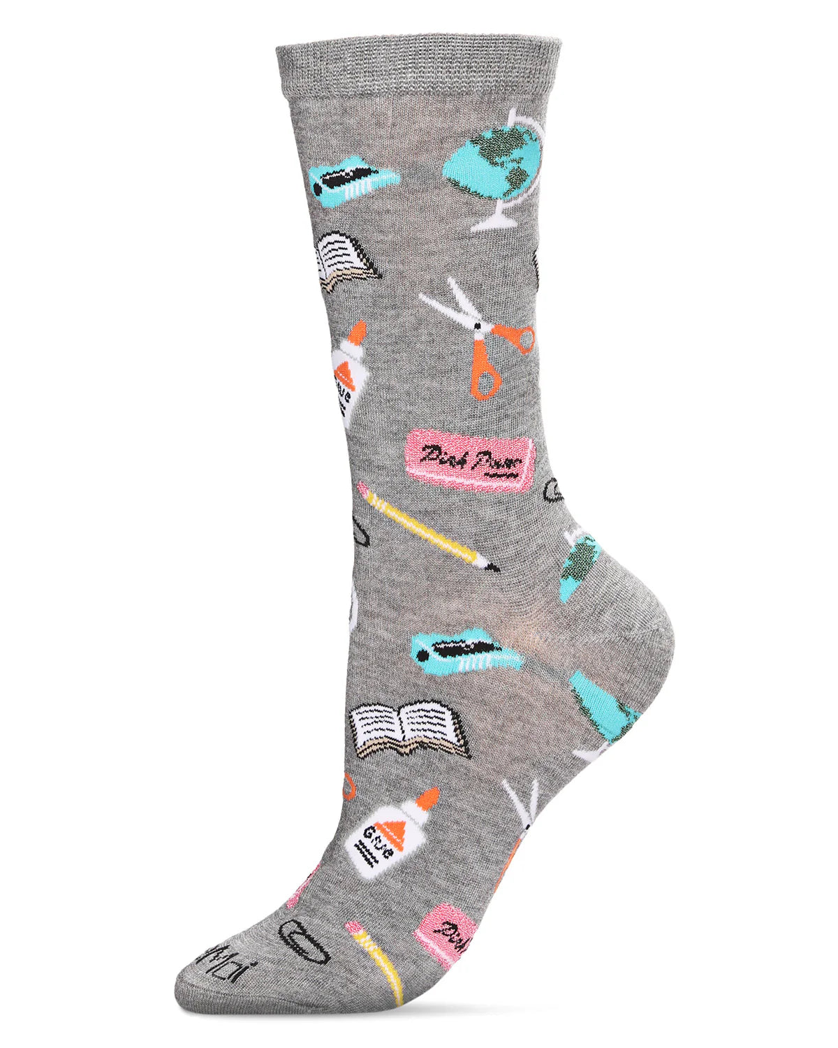 MeMoi’ School Supplies Bamboo Blend Crew Socks - Medium Gray Heather