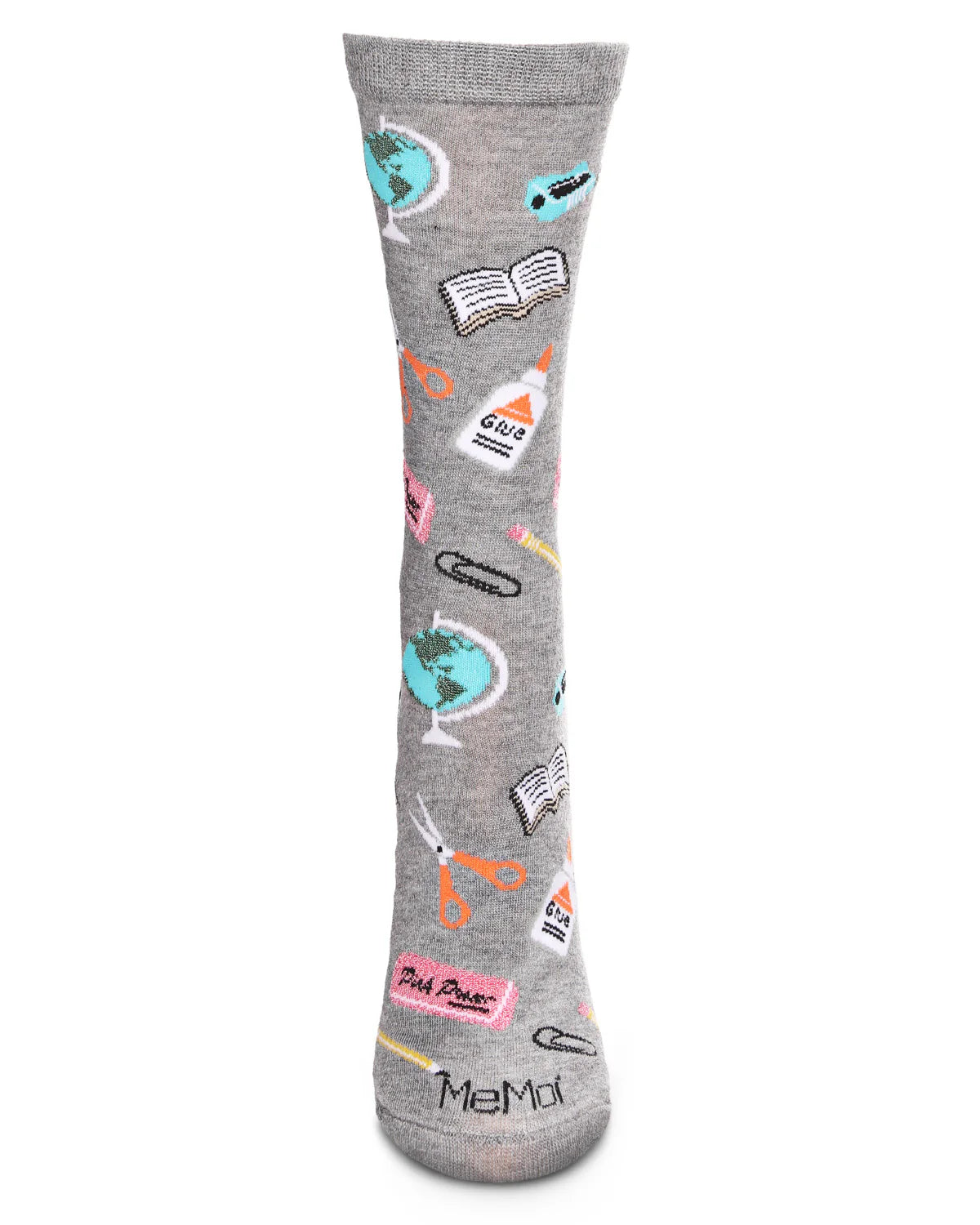 MeMoi’ School Supplies Bamboo Blend Crew Socks - Medium Gray Heather