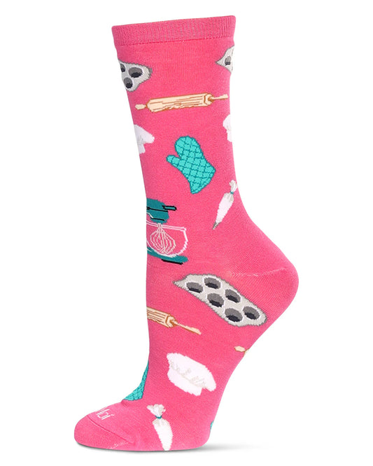 MeMoi’ Women's Baking Bamboo Crew Socks - Magenta