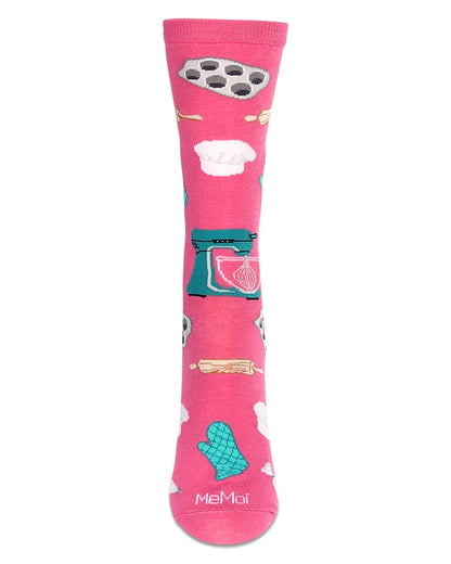 MeMoi’ Women's Baking Bamboo Crew Socks - Magenta