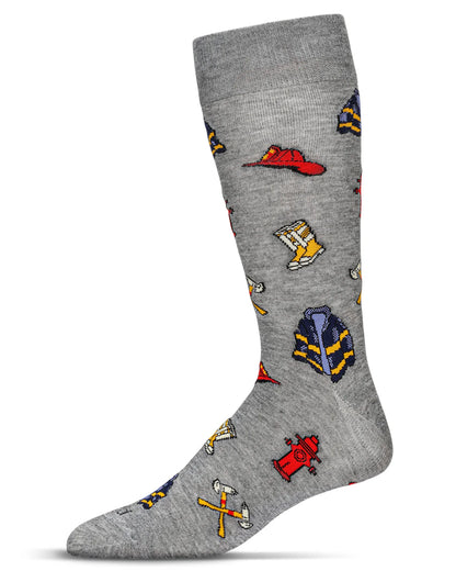 MeMoi’ Men's Firefighter Bamboo Crew Socks - Medium Gray Heather