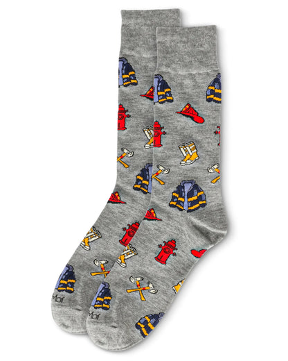 MeMoi’ Men's Firefighter Bamboo Crew Socks - Medium Gray Heather
