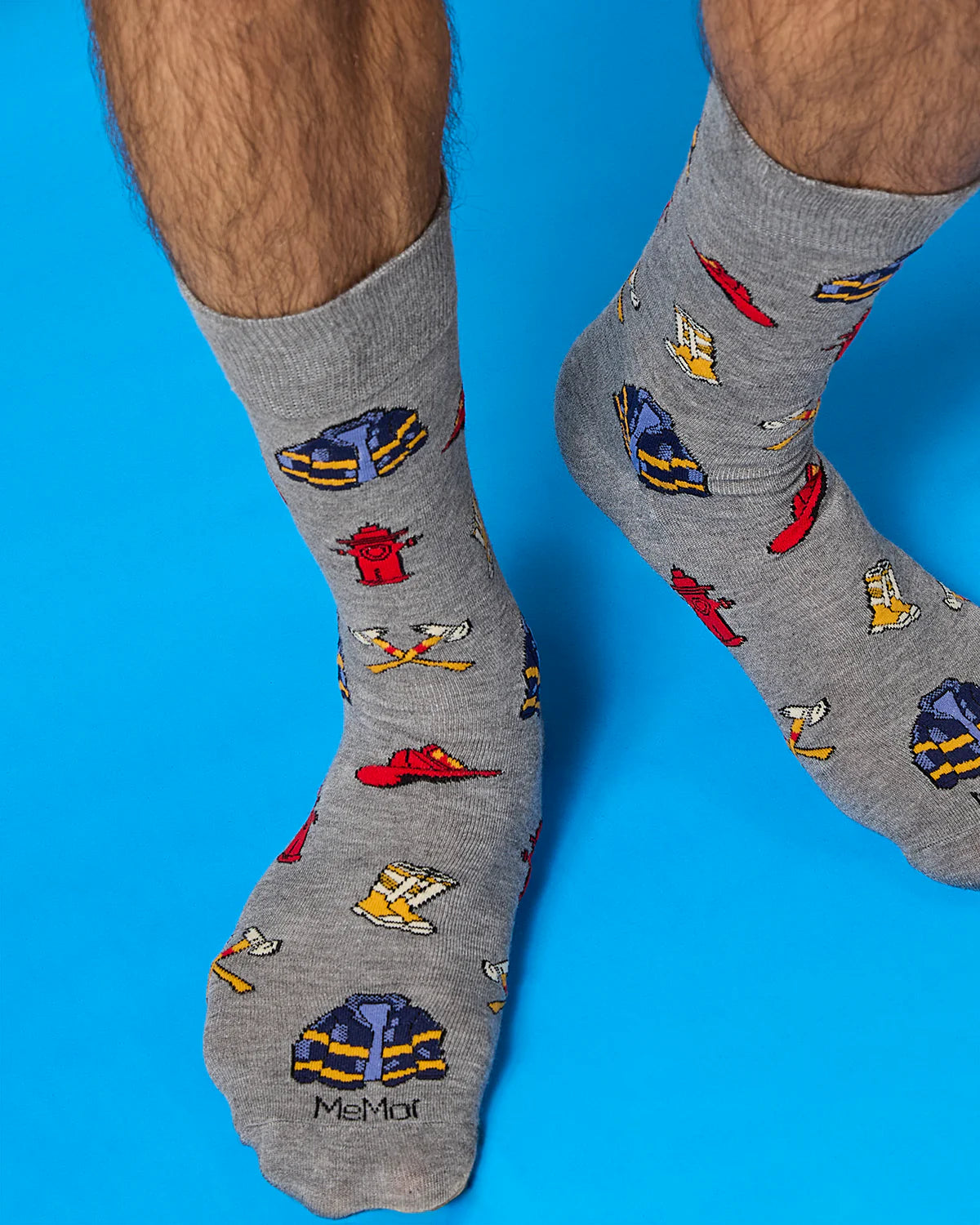 MeMoi’ Men's Firefighter Bamboo Crew Socks - Medium Gray Heather