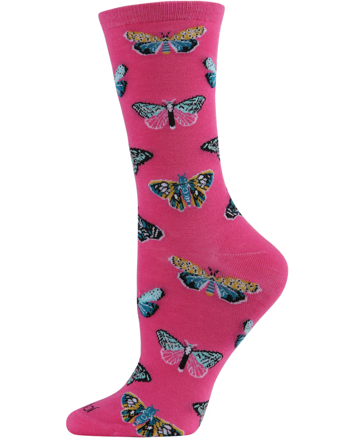 MeMoi’ Butterfly Bamboo Blend Crew Socks - Carmine Rose