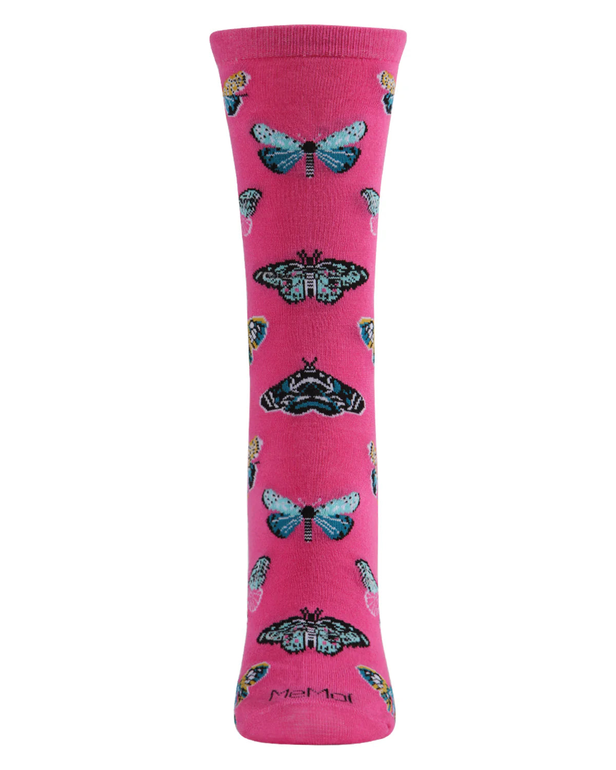 MeMoi’ Butterfly Bamboo Blend Crew Socks - Carmine Rose