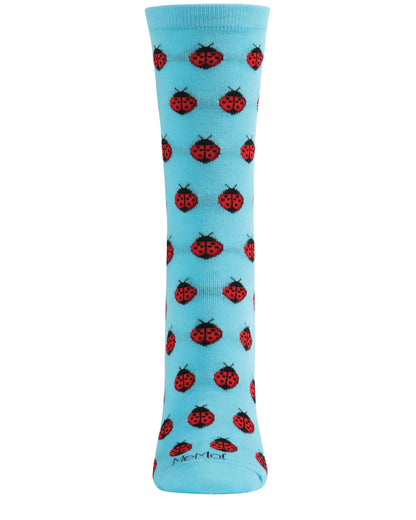 MeMoi’ Ladybug Bamboo Blend Crew Socks - Turquoise