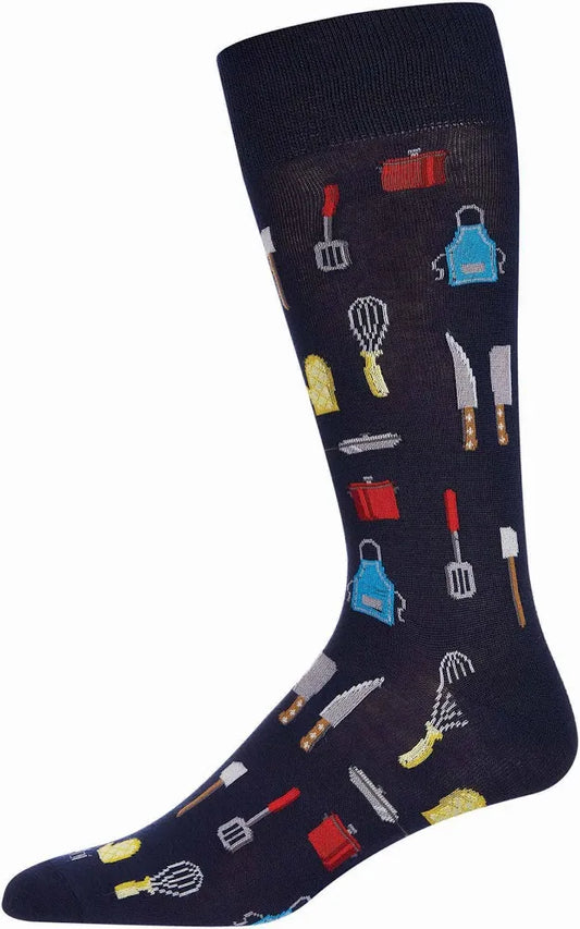 MeMoi’ Master Chef Men's Bamboo Blend Crew Socks - Navy
