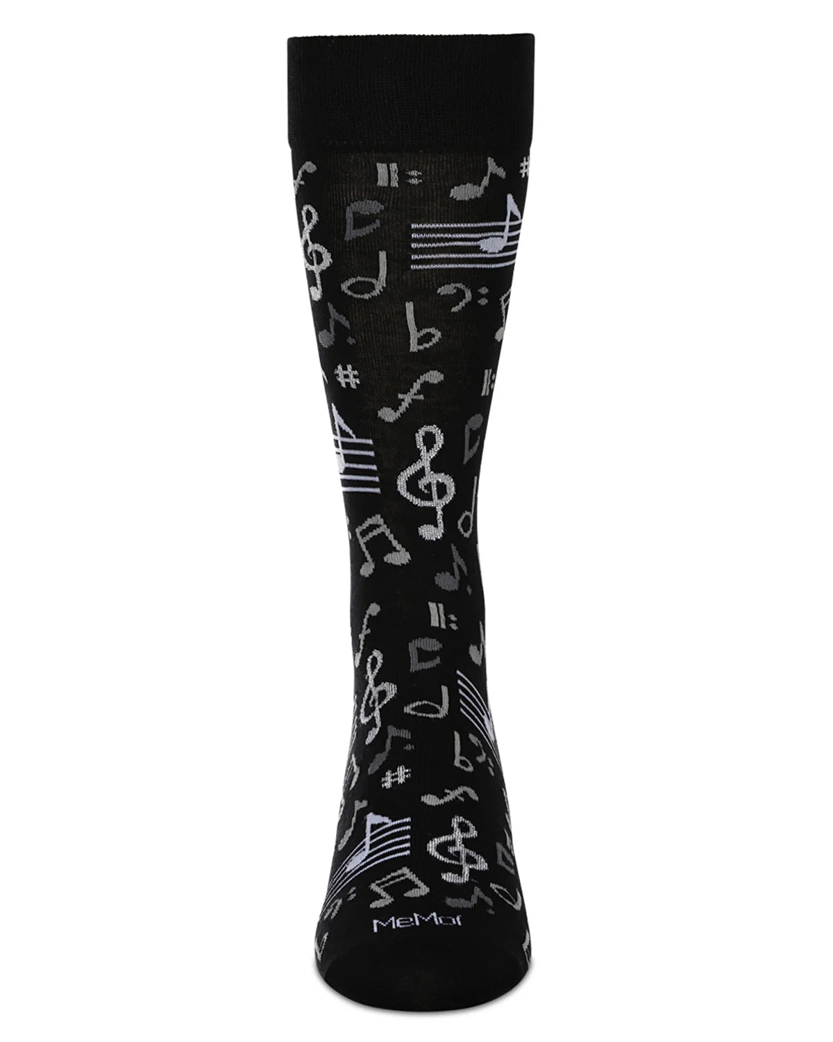 MeMoi’ Men's Musical Notes Bamboo Crew Socks - Black