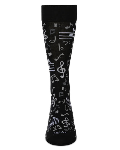 MeMoi’ Men's Musical Notes Bamboo Crew Socks - Black