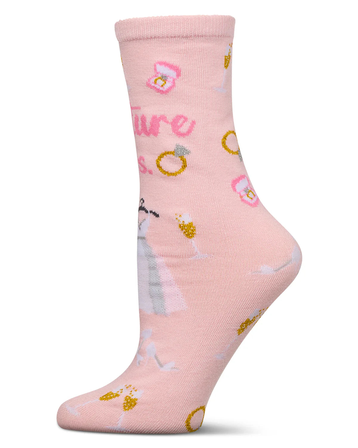 MeMoi’ Future Mrs. Greeting Card Crew Socks - Light Pink