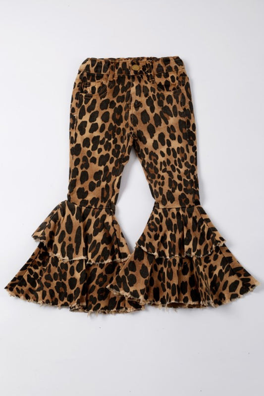 Clothing for Toddler Girl - Cheetah Denim Flares