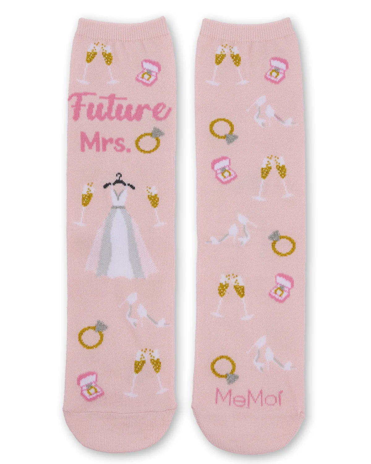 MeMoi’ Future Mrs. Greeting Card Crew Socks - Light Pink