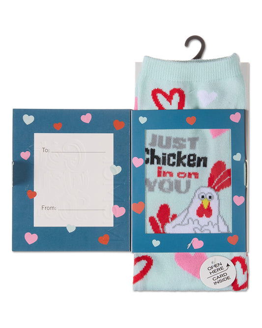 MeMoi’ Just Chicken In On You Greeting Card Crew Socks - Mint