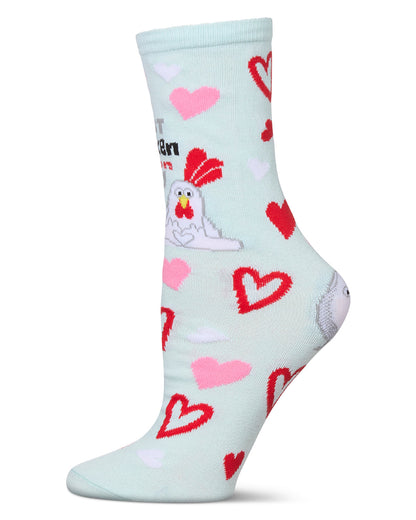 MeMoi’ Just Chicken In On You Greeting Card Crew Socks - Mint