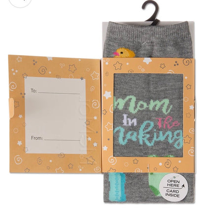 MeMoi’ Mama In the Making Greeting Card Socks - Medium Gray Heather