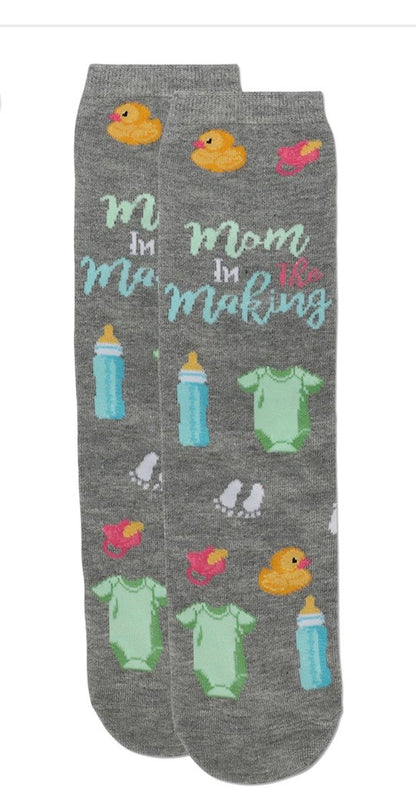 MeMoi’ Mama In the Making Greeting Card Socks - Medium Gray Heather