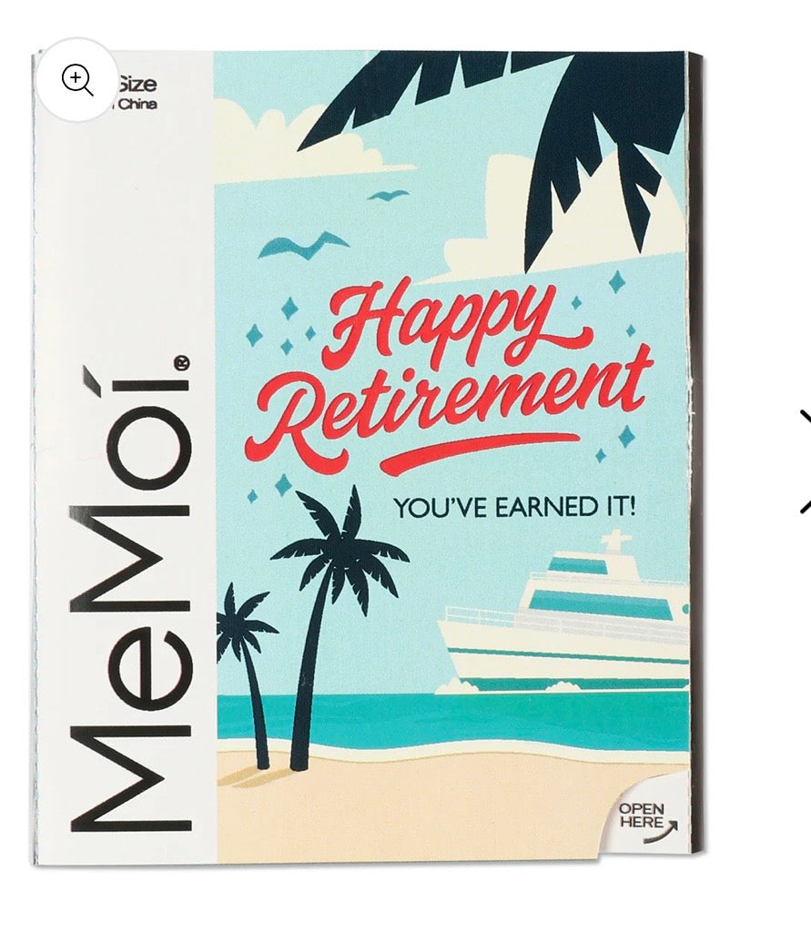 MeMoi’ Happy Retirement - Goodbye Tension Hello Pension Greeting Card Crew Socks - Aqua Splash