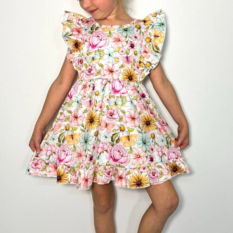 Clothing for Toddler Girl - Pink Butterfly Floral Girls Dress