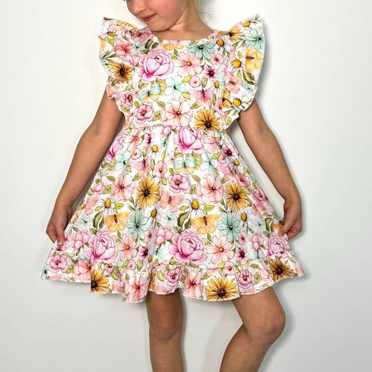 Clothing for Toddler Girl - Pink Butterfly Floral Girls Dress