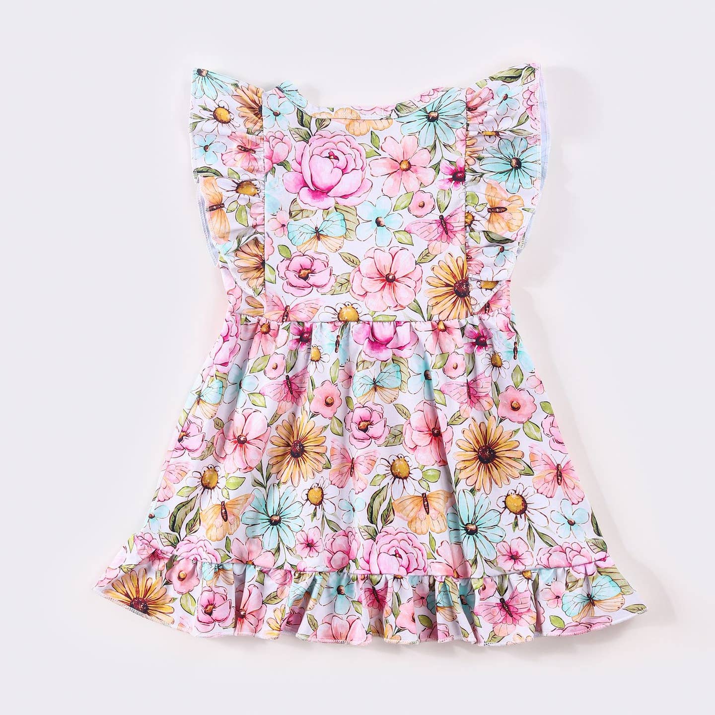 Clothing for Toddler Girl - Pink Butterfly Floral Girls Dress
