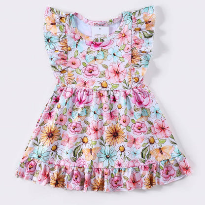 Clothing for Toddler Girl - Pink Butterfly Floral Girls Dress