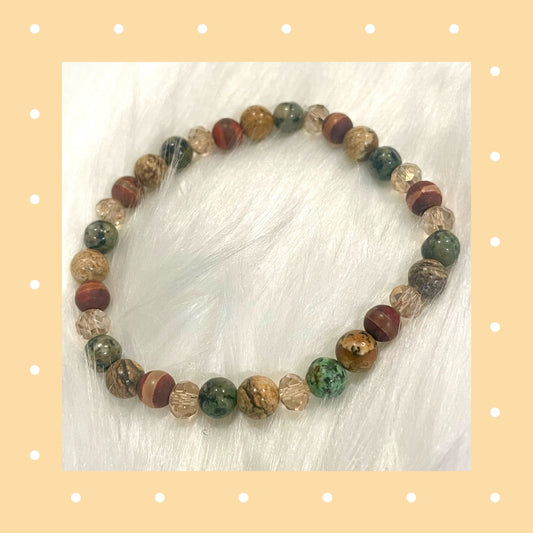 Multi-Gemstone Beaded Stretch Bracelet with Faceted Accents