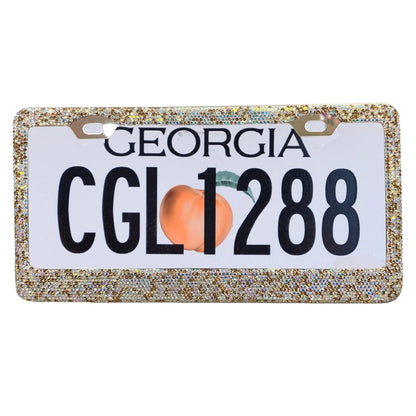 Gold Rhinestone Car License Plate Frame