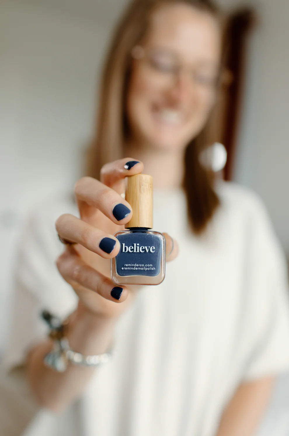 “Believe” Non-toxic Nail Polish with an Inspirational reminder® - that perfect shade between denim blue and the sea