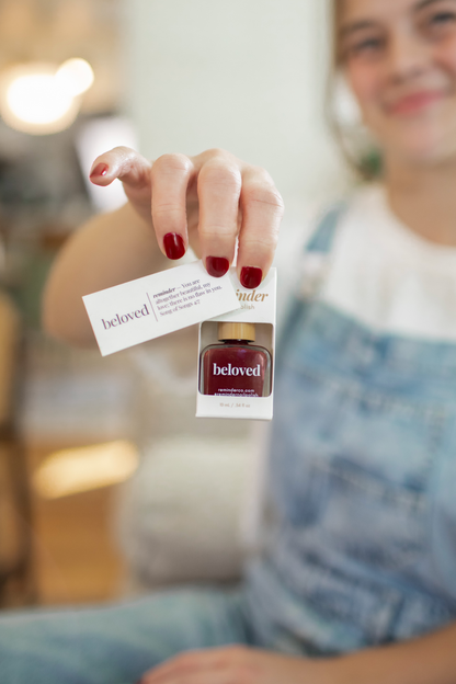 “Beloved” Non-toxic Nail Polish with an Inspirational reminder® - classy crimson red