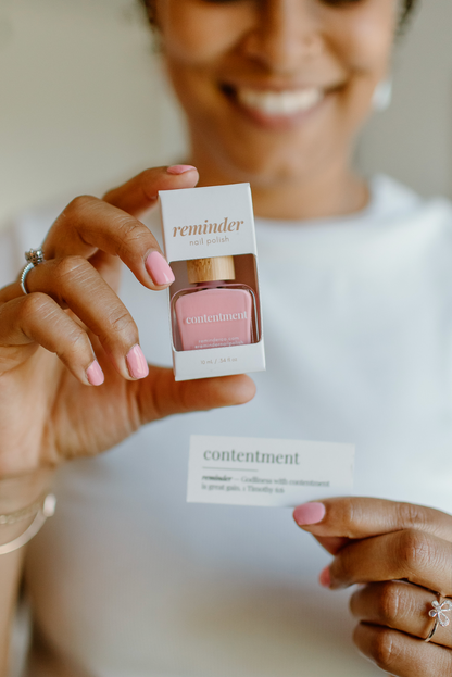 “Contentment” Non-toxic Nail Polish with an Inspirational reminder® - a charming shade of carnation