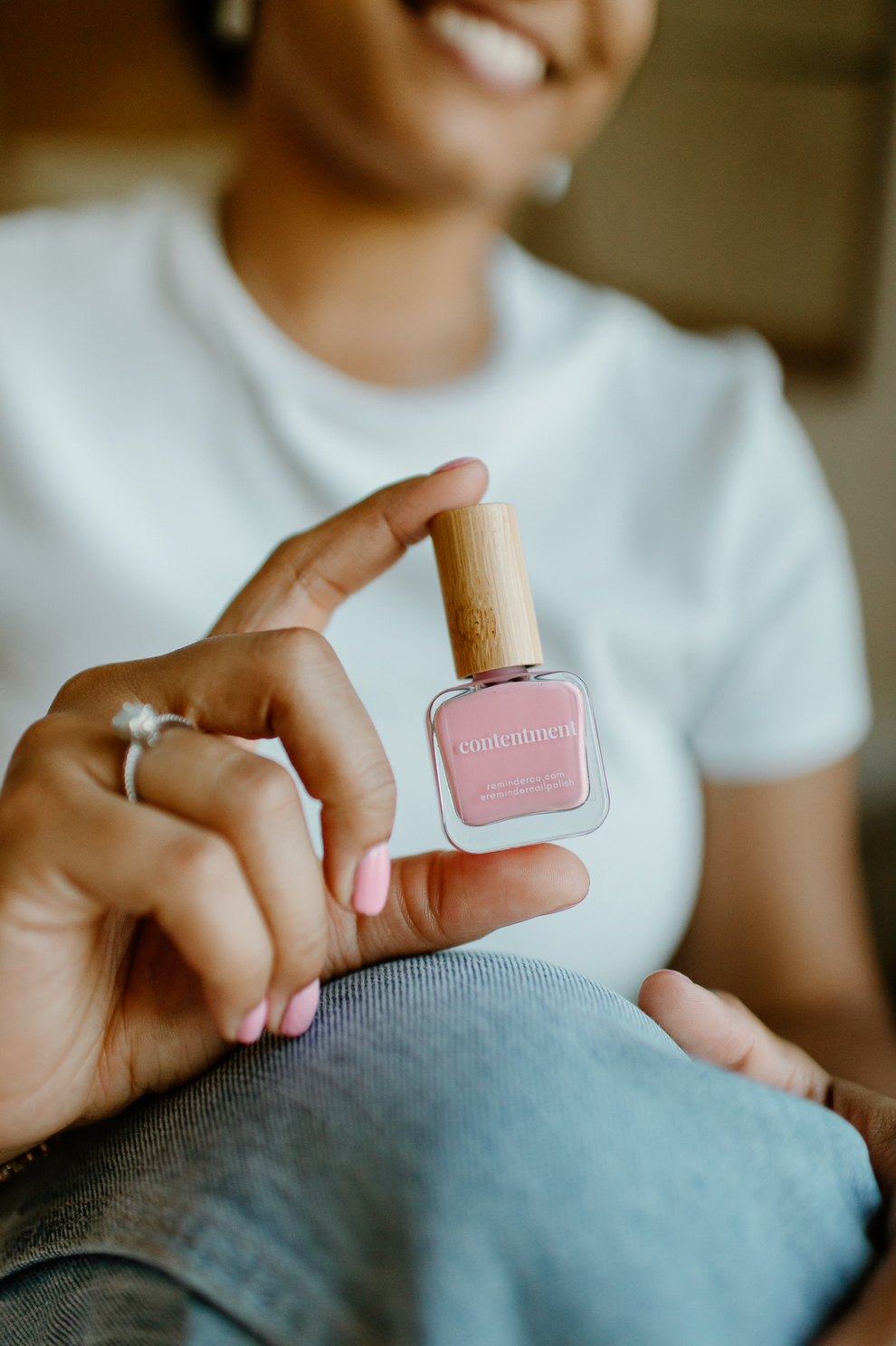 “Contentment” Non-toxic Nail Polish with an Inspirational reminder® - a charming shade of carnation