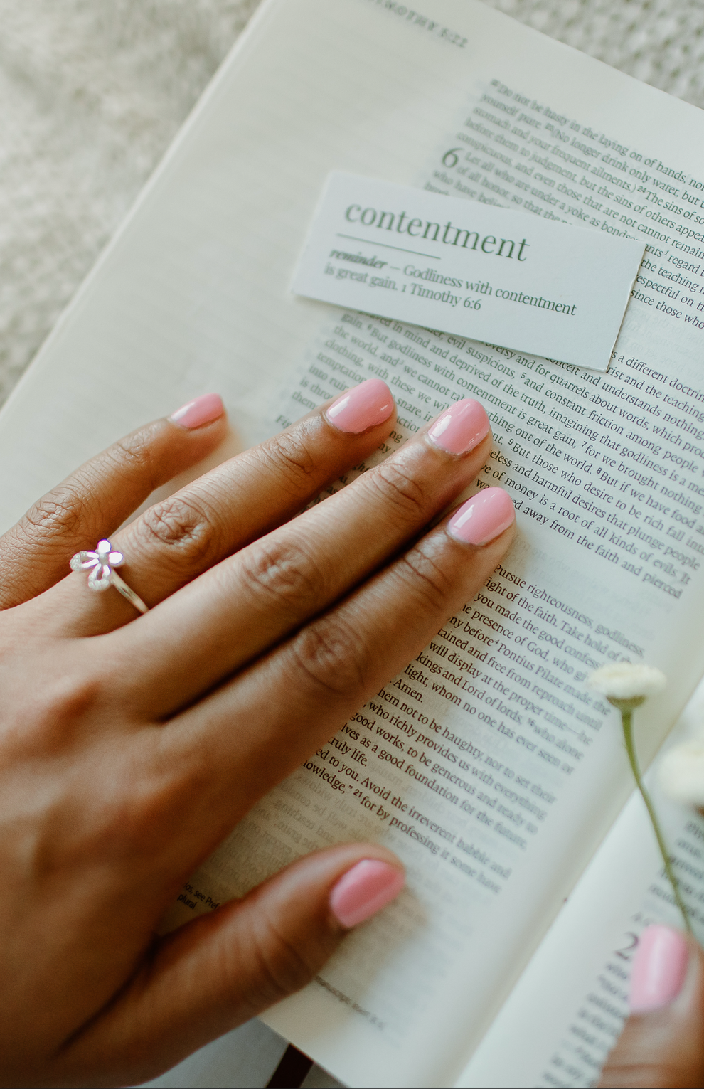 “Contentment” Non-toxic Nail Polish with an Inspirational reminder® - a charming shade of carnation