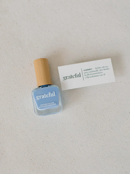 “Grateful” Non-toxic Nail Polish with an Inspirational reminder® - cornflower blue