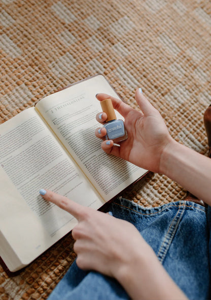 “Grateful” Non-toxic Nail Polish with an Inspirational reminder® - cornflower blue