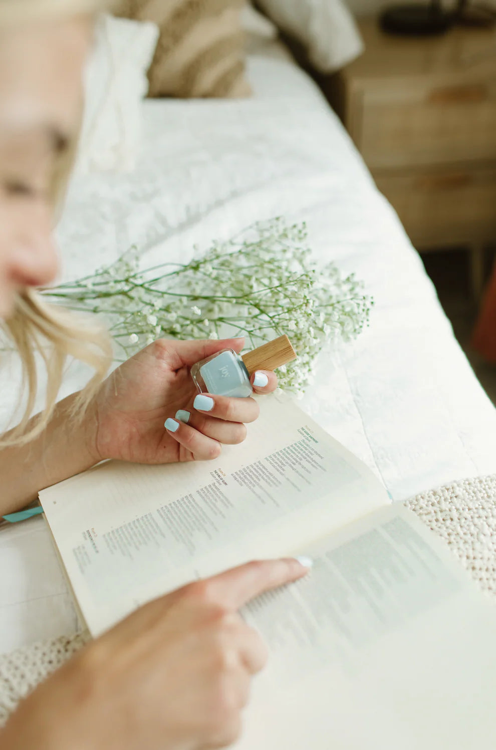 “Joy” Non-toxic Nail Polish with an Inspirational reminder® - the perfect light blue fitting for every occasion.