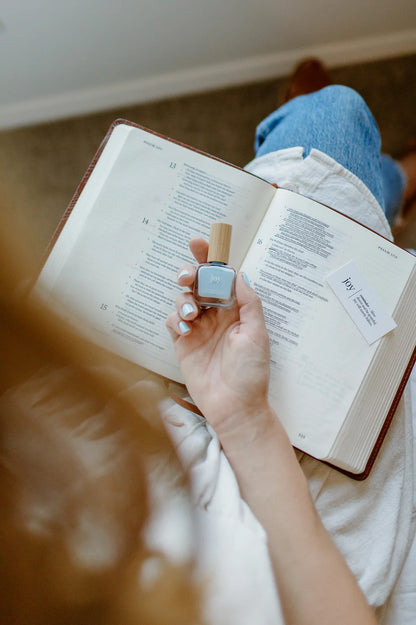 “Joy” Non-toxic Nail Polish with an Inspirational reminder® - the perfect light blue fitting for every occasion.
