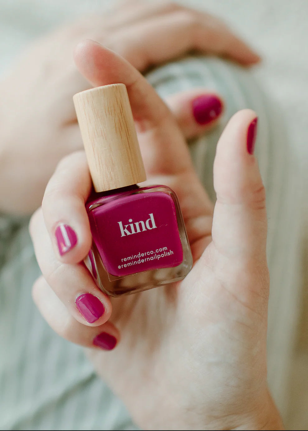 “Kind” Non-toxic Nail Polish with an Inspirational reminder® - classic magenta - this is a color you would see in a wild flower or in a stunning sunset