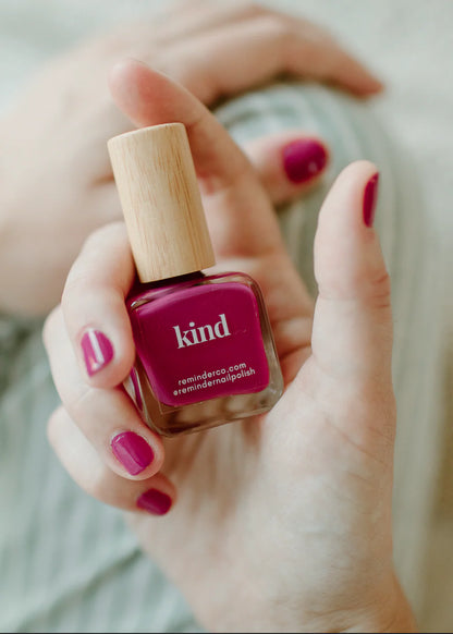 “Kind” Non-toxic Nail Polish with an Inspirational reminder® - classic magenta - this is a color you would see in a wild flower or in a stunning sunset