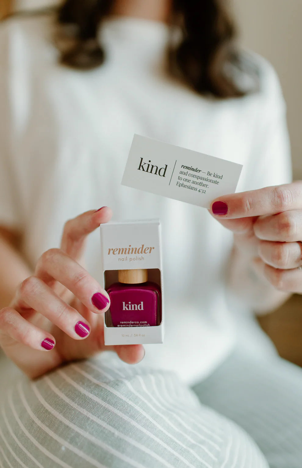 “Kind” Non-toxic Nail Polish with an Inspirational reminder® - classic magenta - this is a color you would see in a wild flower or in a stunning sunset