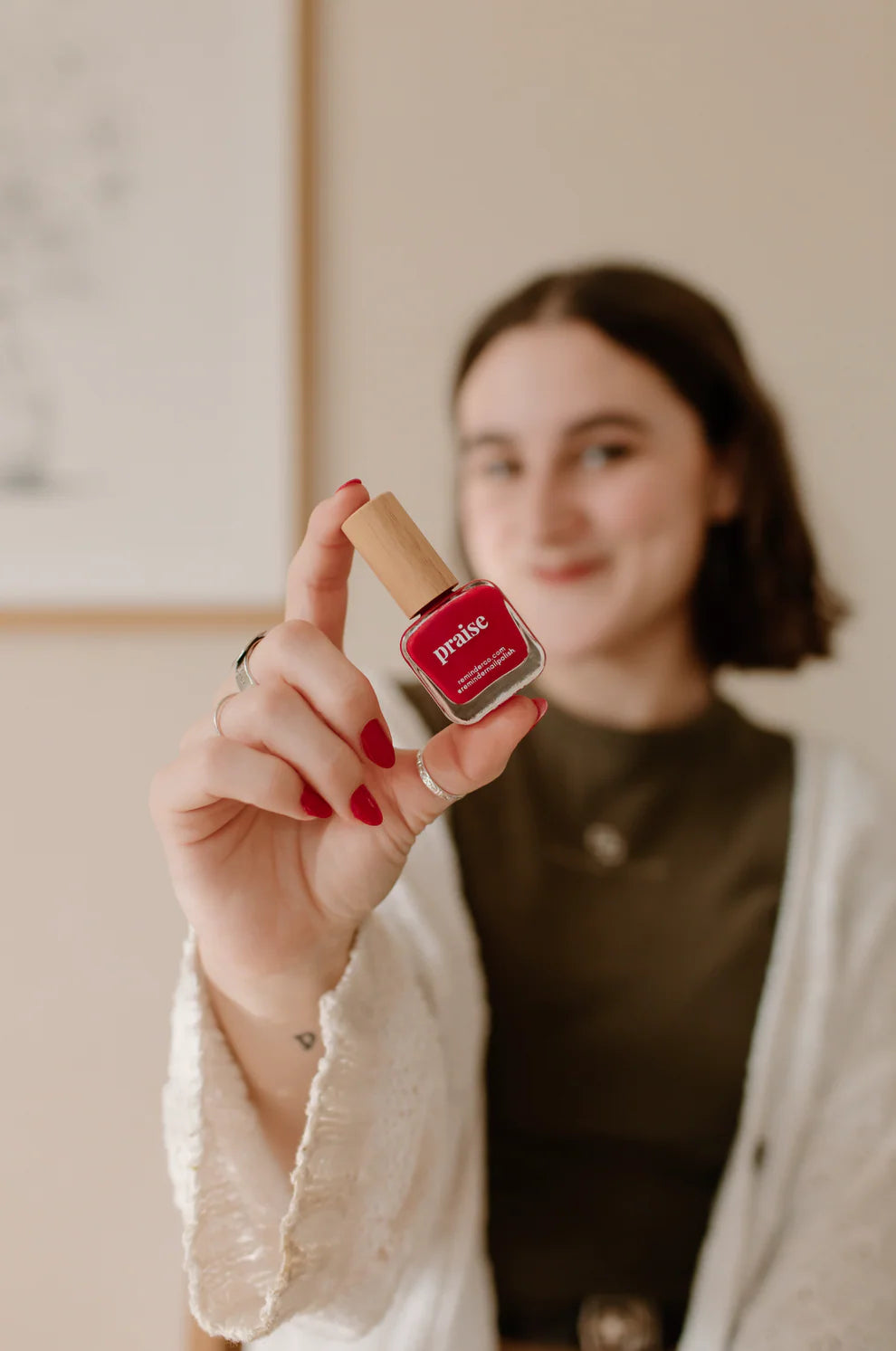 “Praise” Non-toxic Nail Polish with an Inspirational reminder® - your classic red, elegant and timeless.