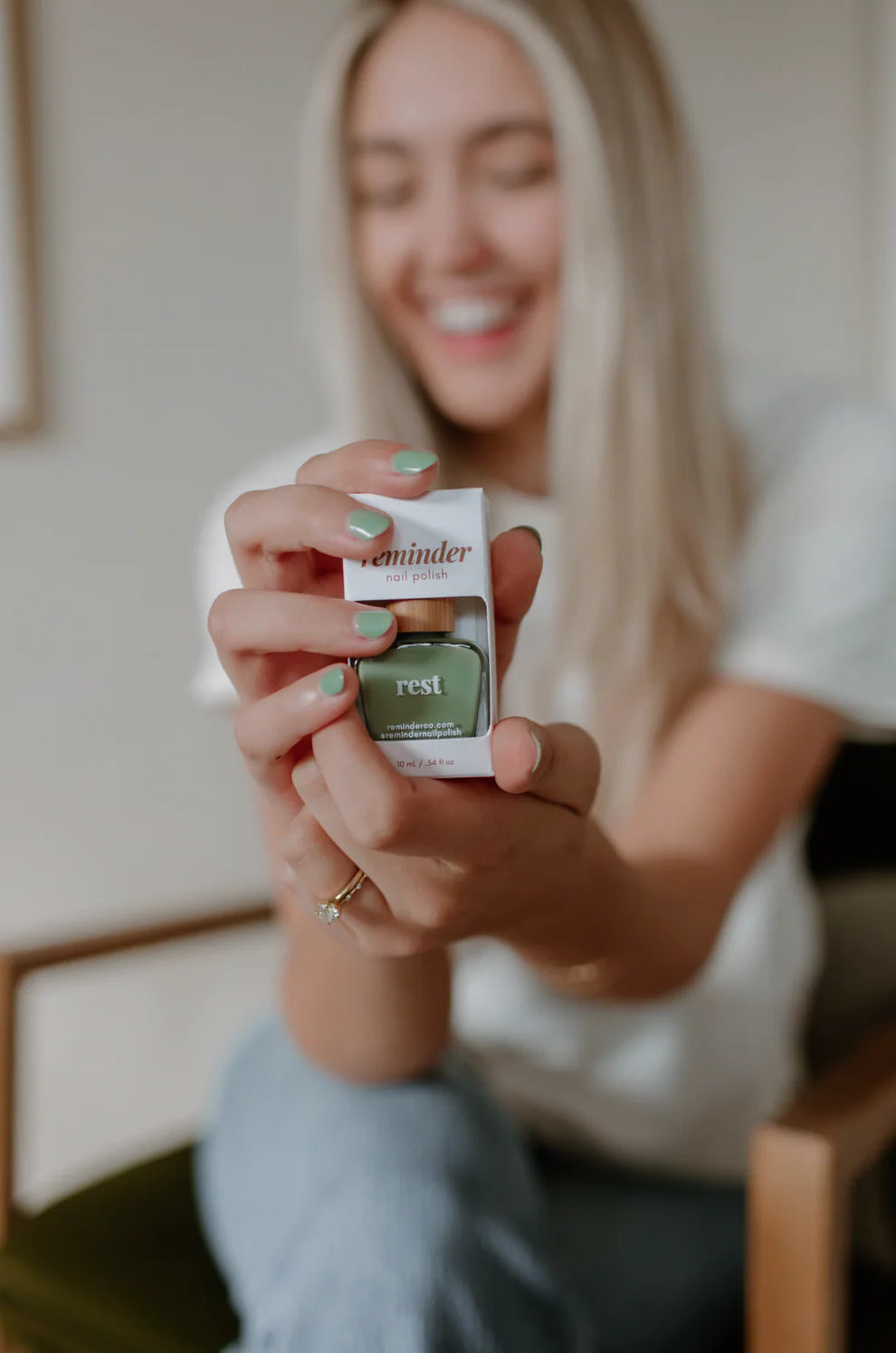 “Rest” Non-toxic Nail Polish with an Inspirational reminder® - a delicate, earthy green